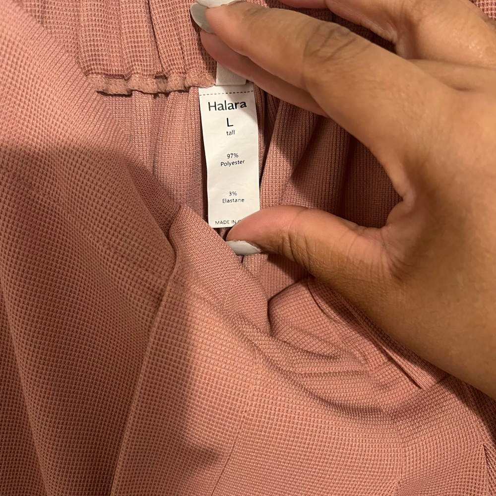 HALARA Rose Tan Flex High Waisted Pocket Wide Leg Waffle Work Pants - Picture 9 of 9